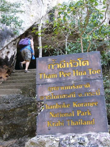 Nina climbs to Big-Headed Ghost Cave